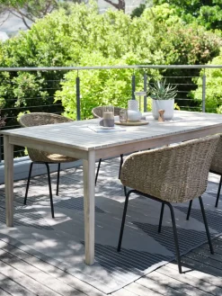 Clearance KOLLEN + TUERNEMesa KOLLEN L205 madera dura + 4 sillas TUERNE natural Conjuntos Mesa Y Sillas De Jardín