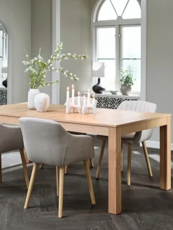 Clearance KORSKRO + ADSLEVMesa KORSKRO L200/326 roble natural + 4 sillas ADSLEV beis Mesas De Comedor|Conjuntos De Comedor