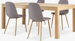 New KORSKRO + JONSTRUPMesa KORSKRO L200/326 roble natural + 4 sillas JONSTRUP gris Mesas De Comedor|Conjuntos De Comedor
