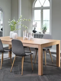 New KORSKRO + JONSTRUPMesa KORSKRO L200/326 roble natural + 4 sillas JONSTRUP gris Mesas De Comedor|Conjuntos De Comedor