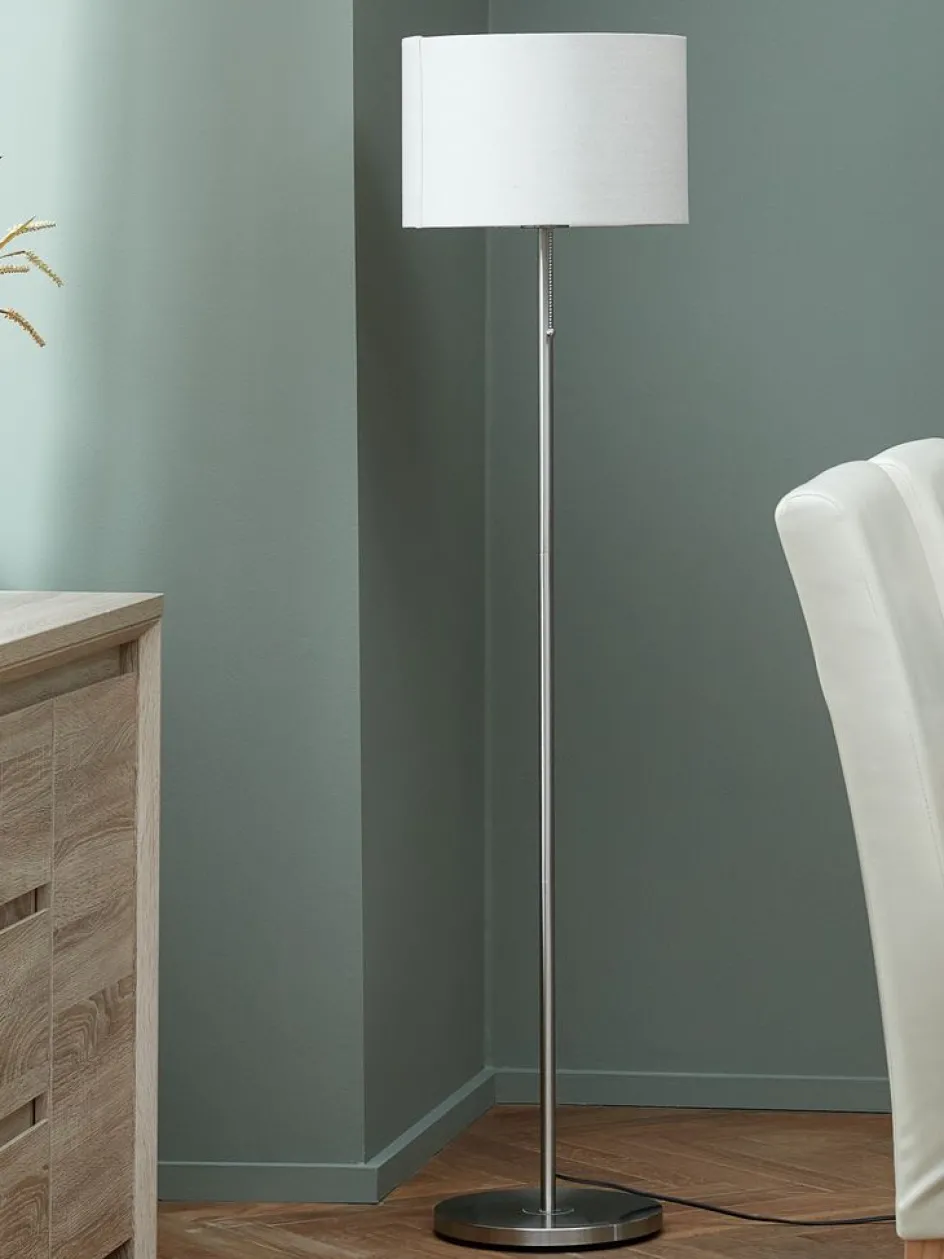 Outlet KRISTOFLámpara de pie KRISTOF A145cm acero cepillado Lámparas