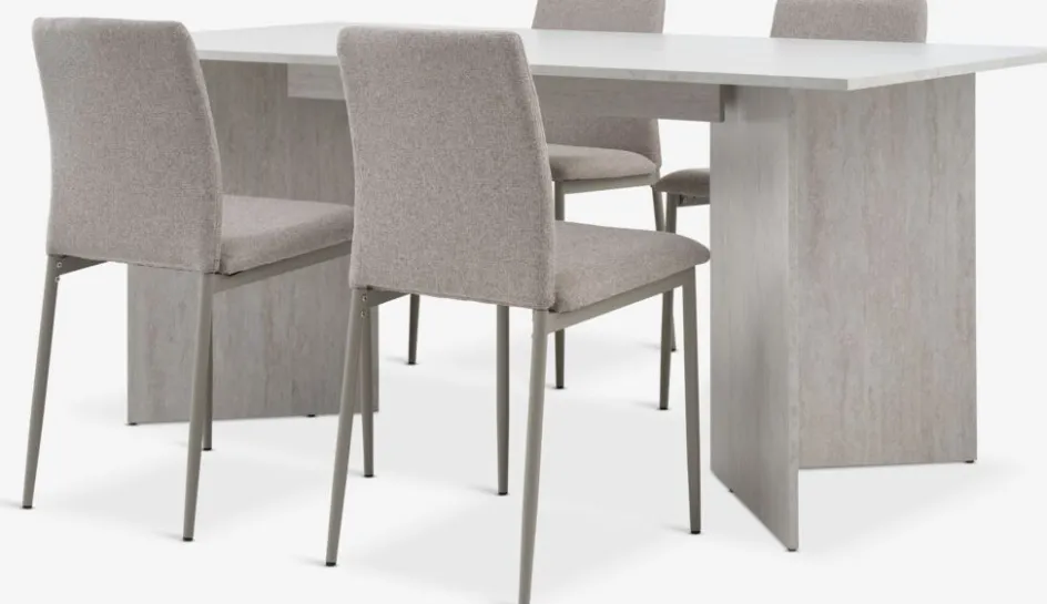 Online KRONDAL + BRANDEMesa KRONDAL L180 travertino + 4 sillas BRANDE beis Mesas De Comedor|Conjuntos De Comedor