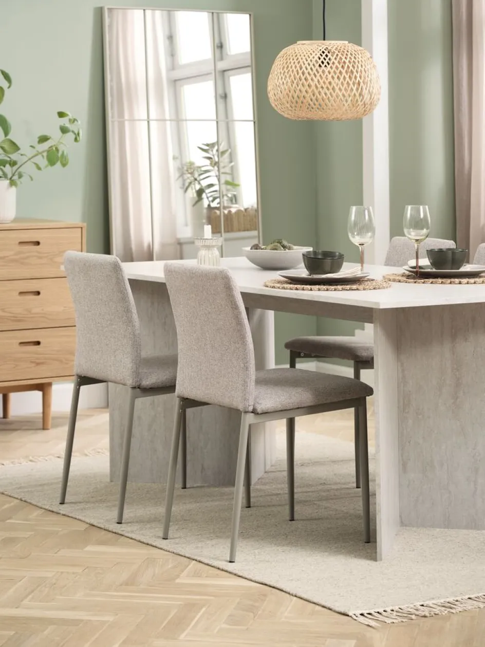 Online KRONDAL + BRANDEMesa KRONDAL L180 travertino + 4 sillas BRANDE beis Mesas De Comedor|Conjuntos De Comedor