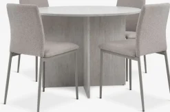 Clearance KRONDAL + BRANDEMesa KRONDAL Ø110 travertino + 4 sillas BRANDE beis Mesas De Comedor|Conjuntos De Comedor