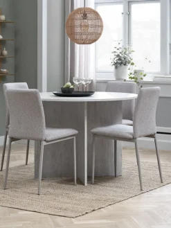 Clearance KRONDAL + BRANDEMesa KRONDAL Ø110 travertino + 4 sillas BRANDE beis Mesas De Comedor|Conjuntos De Comedor
