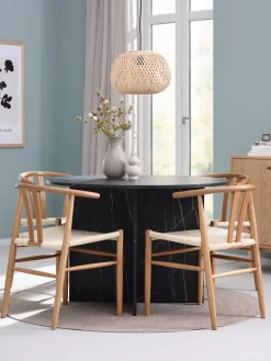 Best KRONDAL + GUDERUPMesa KRONDAL Ø110 mármol + 4 sillas GUDERUP roble/natural Mesas De Comedor|Conjuntos De Comedor