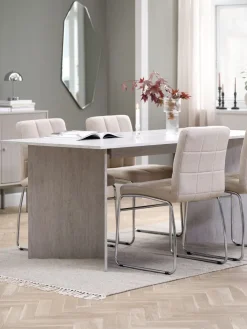 Outlet KRONDAL + HAMMELMesa KRONDAL L180 travertino + 4 sillas HAMMEL beis Mesas De Comedor|Conjuntos De Comedor