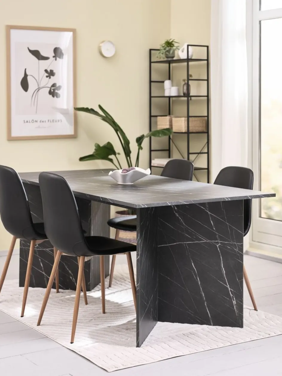 Best KRONDAL + JONSTRUPMesa KRONDAL L180 mármol + 4 sillas JONSTRUP negro Mesas De Comedor|Conjuntos De Comedor