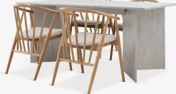Sale KRONDAL + LYKSBORGMesa KRONDAL L180 travertino + 4 LYKSBORG roble natural Mesas De Comedor|Conjuntos De Comedor