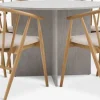 Hot KRONDAL + LYKSBORGMesa KRONDAL Ø110 travertino + 4 LYKSBORG roble natural Mesas De Comedor|Conjuntos De Comedor