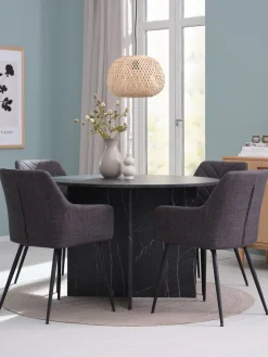 Clearance KRONDAL + PURHUSMesa KRONDAL Ø110 mármol + 4 sillas PURHUS gris/negro Mesas De Comedor|Conjuntos De Comedor