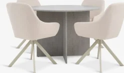 Online KRONDAL + ROSTRUPMesa KRONDAL Ø110 travertino + 4 sillas ROSTRUP beis Mesas De Comedor|Conjuntos De Comedor