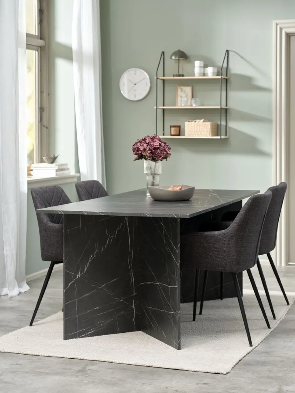 Sale KRONDALMesa de comedor KRONDAL 90x180 color mármol negro Mesas De Comedor