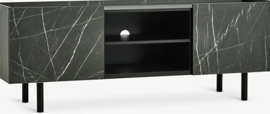 Sale KRONDALMueble TV KRONDAL 2 puertas color mármol/negro Muebles De TV
