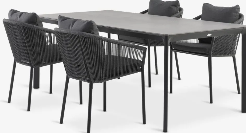 Clearance KUMLA + GILJAMesa KUMLA L200 + 4 sillas GILJA gris Conjuntos Mesa Y Sillas De Jardín