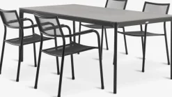 Best KUMLA + HEMSEDALMesa KUMLA L200 gris + 4 sillas HEMSEDAL negro Conjuntos Mesa Y Sillas De Jardín