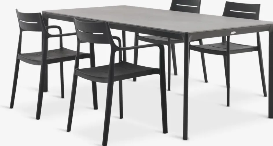 Online KUMLA + INGSTRUPMesa KUMLA L200 + 4 sillas INGSTRUP negro Conjuntos Mesa Y Sillas De Jardín