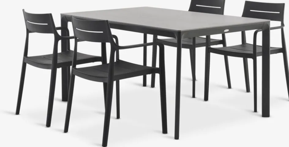 Online KUMLA + INGSTRUPMesa KUMLA L150 + 4 sillas INGSTRUP negro Conjuntos Mesa Y Sillas De Jardín