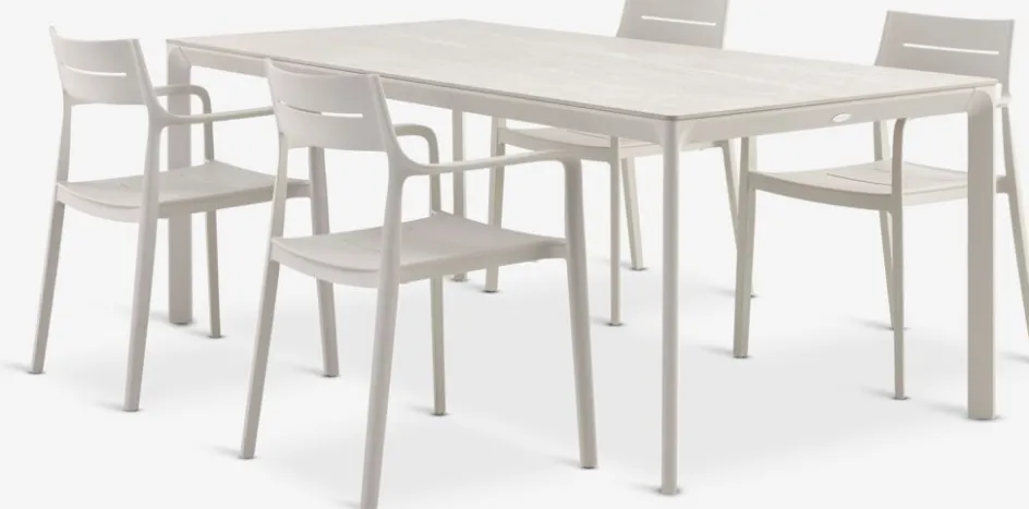 Discount KUMLA + INGSTRUPMesa KUMLA L200 + 4 sillas INGSTRUP beis Conjuntos Mesa Y Sillas De Jardín