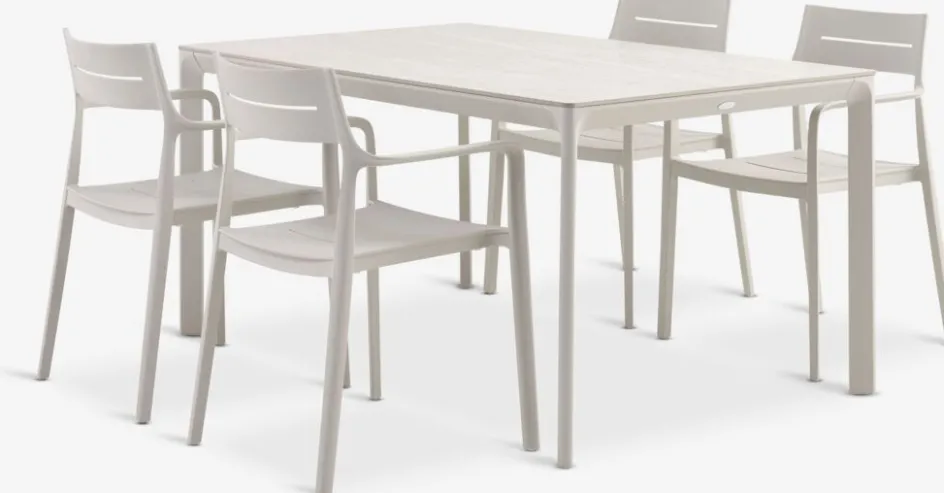 Clearance KUMLA + INGSTRUPMesa KUMLA L150 + 4 sillas INGSTRUP beis Conjuntos Mesa Y Sillas De Jardín