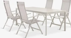 Hot KUMLA + LOMMAMesa KUMLA L200 + 4 sillas LOMMA beis Conjuntos Mesa Y Sillas De Jardín