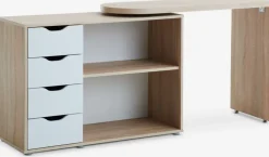 Clearance LANGAGEREscritorio LANGAGER 41-107x107-165 color roble claro/blanco Escritorios|Escritorios Elevables