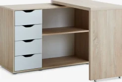 Clearance LANGAGEREscritorio LANGAGER 41-107x107-165 color roble claro/blanco Escritorios|Escritorios Elevables