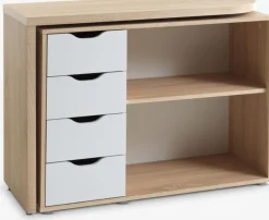 Clearance LANGAGEREscritorio LANGAGER 41-107x107-165 color roble claro/blanco Escritorios|Escritorios Elevables