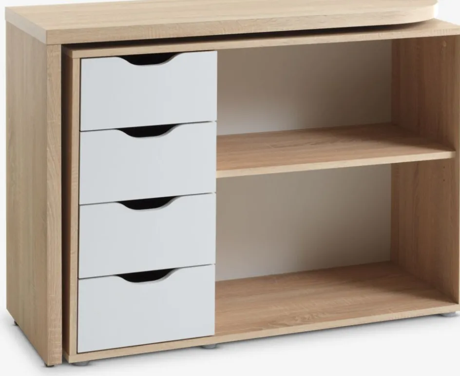 Clearance LANGAGEREscritorio LANGAGER 41-107x107-165 color roble claro/blanco Escritorios|Escritorios Elevables