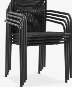 Sale LANGET + KRISTIANSTADMesa LANGET L207 negro + 4 sillas KRISTIANSTAD verde Conjuntos Mesa Y Sillas De Jardín