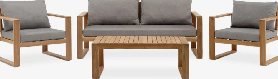 Hot LILLEHOLMConjunto muebles jardín LILLEHOLM 4,5 plazas teca Conjuntos Mesa Y Sillas De Jardín|Muebles De Jardín