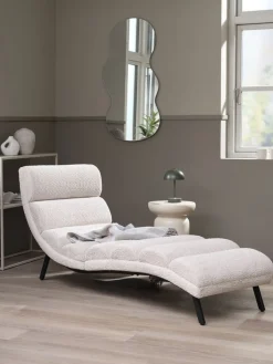New LINDELSESillón chaise longue LINDELSE felpa beis/negro Divanes Cama