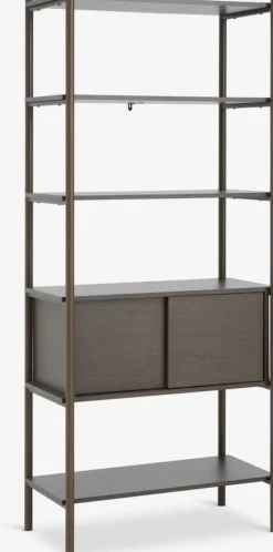 Outlet LINDVEDEstantería LINDVED 6 estantes 2 puertas color roble oscuro Estanterias Y Librerías|Estanterias Y Librerías