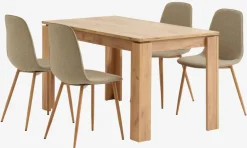 LINTRUP + BISTRUPMesa LINTRUP L140 roble salvaje + 4 sillas BISTRUP arena Mesas De Comedor|Conjuntos De Comedor