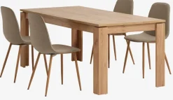 Outlet LINTRUP + BISTRUPMesa LINTRUP L190/280 roble salvaje + 4 sillas BISTRUP arena Mesas De Comedor|Conjuntos De Comedor