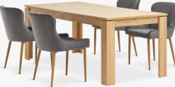 Discount LINTRUP + PEBRINGEMesa LINTRUP L190/280 roble salvaje + 4 sillas PEBRINGE gris Mesas De Comedor|Conjuntos De Comedor