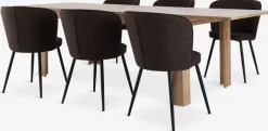 LINTRUP + RISSKOVMesa LINTRUP L190/280 roble salvaje +4 sillas RISSKOV marrón Mesas De Comedor|Conjuntos De Comedor