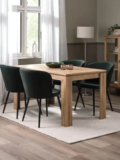 Discount LINTRUP + RISSKOVMesa LINTRUP L140 roble salvaje + 4 RISSKOV terciopelo verde Mesas De Comedor|Conjuntos De Comedor