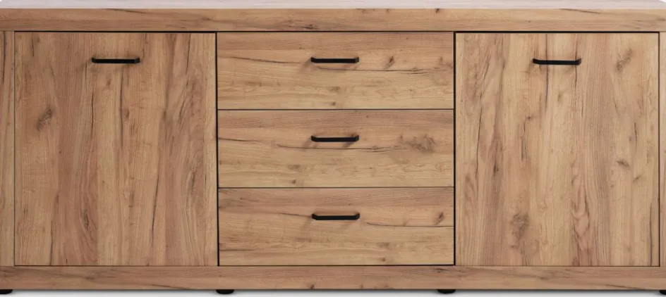 Clearance LINTRUPAparador LINTRUP 2 puertas 3 cajones roble salvaje natural Aparadores|Aparadores