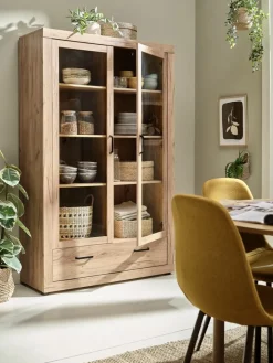 Clearance LINTRUPVitrina LINTRUP 2 puertas color roble salvaje natural Vitrinas|Vitrinas