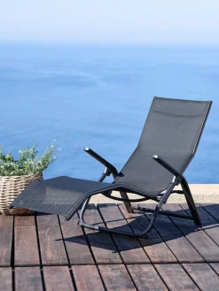 LOMMATumbona plegable LOMMA A63xL130 negro Muebles De Jardín|Tumbonas