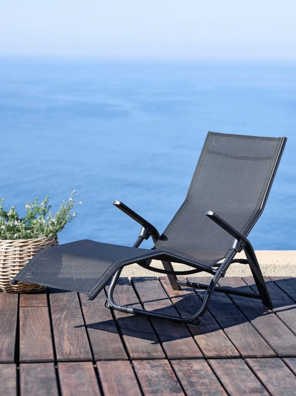LOMMATumbona plegable LOMMA A63xL130 negro Muebles De Jardín|Tumbonas