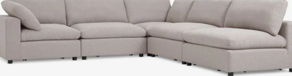 Clearance LYBYSofá modular LYBY 5 plazas final abierto tela arena 2 Plazas|3 Plazas
