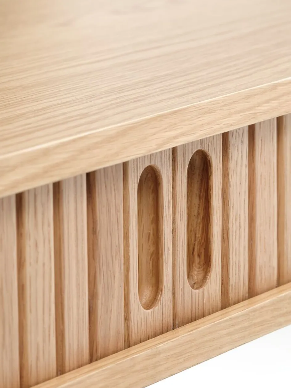 New LYNGVIGMesa consola LYNGVIG 50x110 2 puertas persiana roble natural Consolas|Consolas