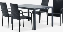 Discount MADERUP + GUDHJEMMesa MADERUP L150 + 4 sillas GUDHJEM negro Conjuntos Mesa Y Sillas De Jardín