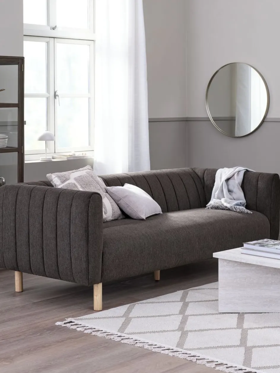 Clearance MAGLEBYSofá MAGLEBY 3 plazas tela marrón oscuro 2 Plazas|3 Plazas