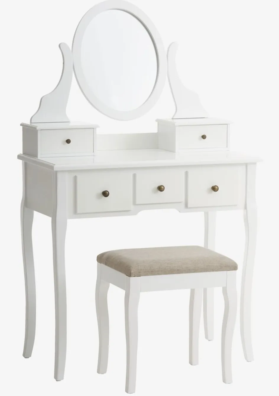 Sale MALLINGTocador + taburete MALLING con espejo blanco/beis Consolas|Consolas