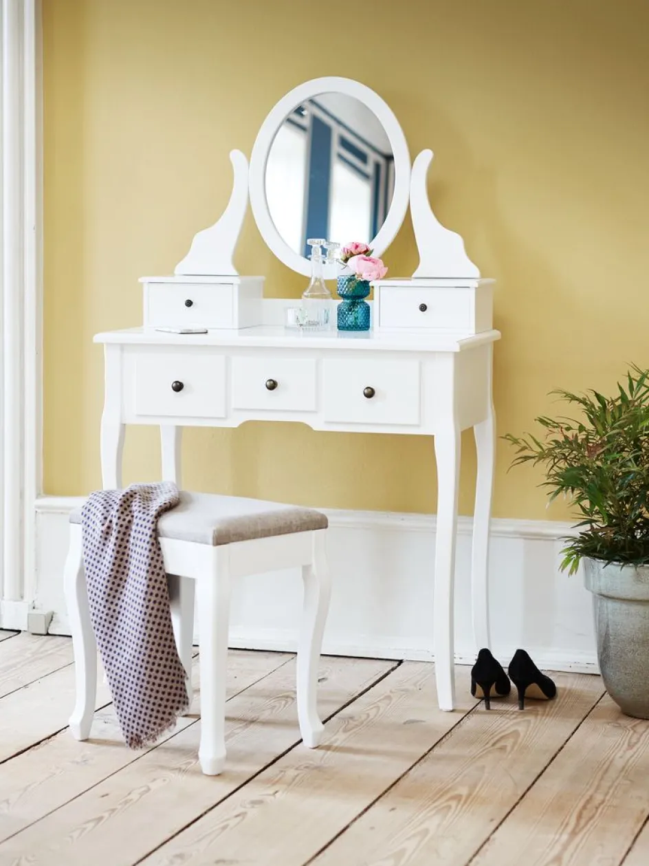 New MALLINGTocador MALLING con espejo y 5 cajones blanco Consolas|Consolas
