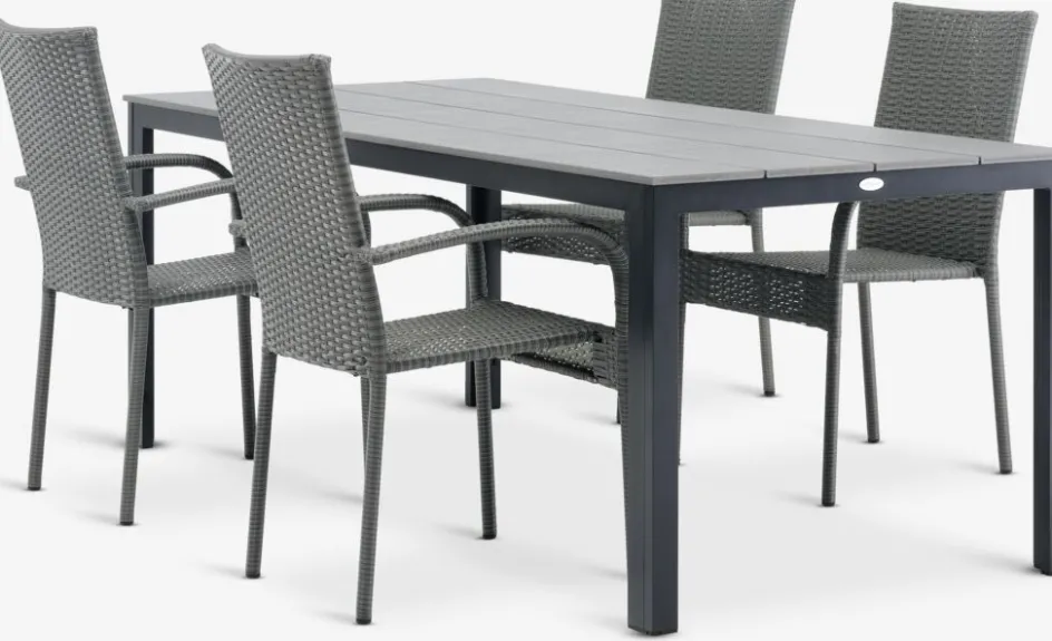 New MARIELYST + GUDHJEMMesa MARIELYST L205 + 4 sillas GUDHJEM Conjuntos Mesa Y Sillas De Jardín