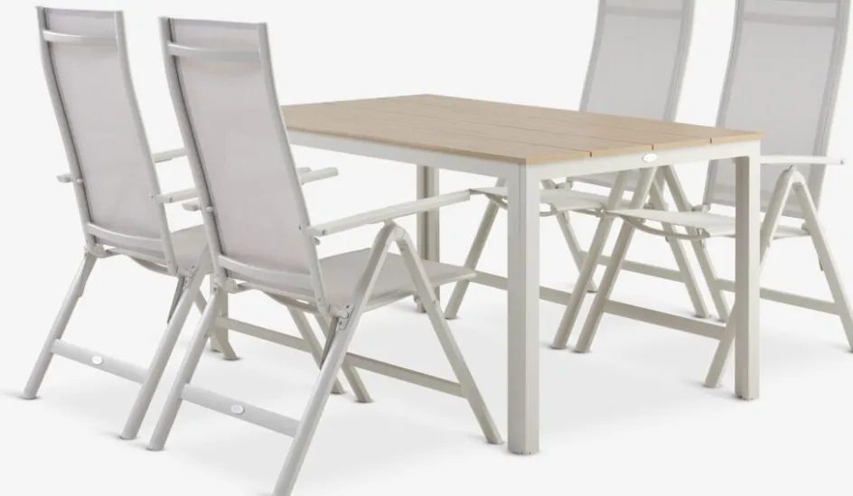 Clearance MARIELYST + LOMMAMesa MARIELYST L150 + 4 sillas LOMMA beis Conjuntos Mesa Y Sillas De Jardín